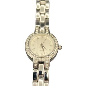 Classic Silver Toned Gem Quartz Analog Women's Watch Japan Movt. w/ New Battery